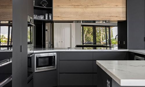 kitchen equipment inside the black matte design