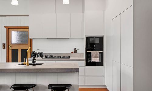 side and main white kitchen cabinets