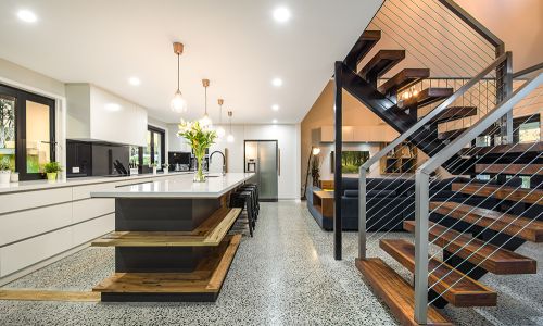 staircase and kitchen divider