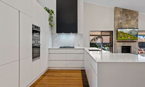 inside view of white kitchen style interior