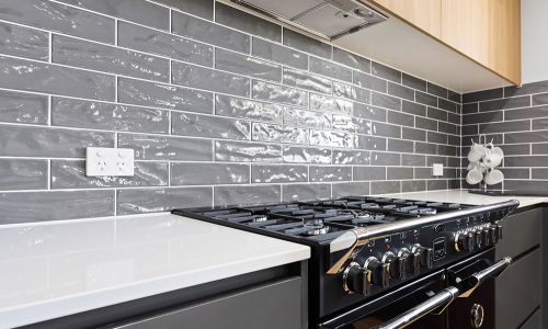 black modern kitchen stove