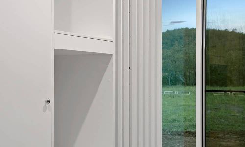 cabinet with an outside view window