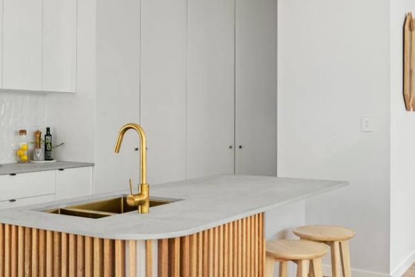 Drummond street kitchen table with sink and 2 high wooden chair