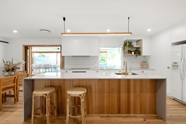 kitchen with wooden themed design