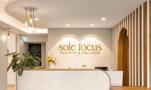 Reception at Sole Focus Podiatry with modern design.