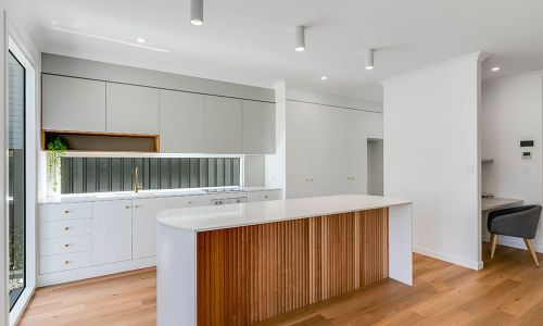 white kitchen divider and lightings