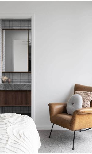 keira white room with mocha chair