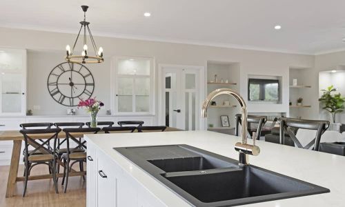 black and silver kitchen sink