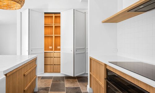 Kitchen with Open Cabinet