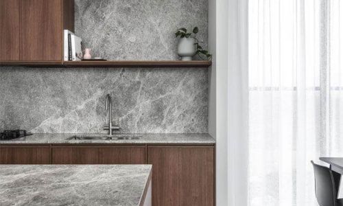 keira kitchen with gray marble design