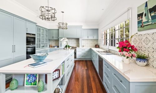 perspective view of french provincial kitchen