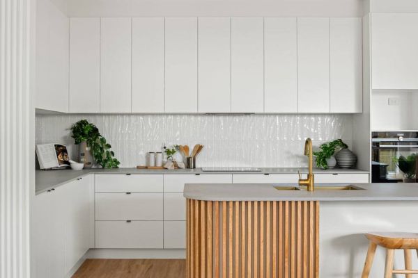 Drummond street kitchen in white and wooden theme