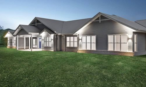 front house with garden overview