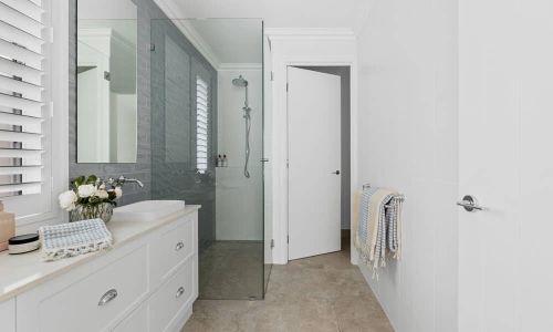 bingara bathroom white finish cabinetry