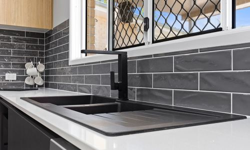 black modern kitchen sink