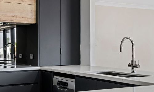 kitchen faucet and cabinets
