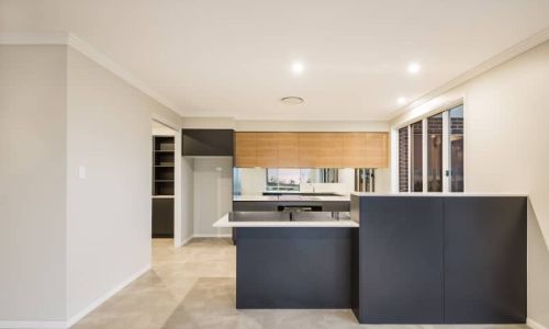 kitchen space with two high table cabinet
