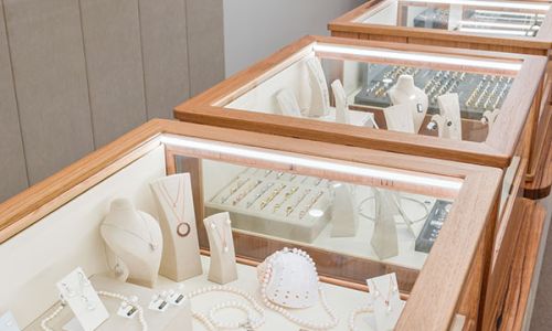 Jewelry Display Glass Table Near Entrance