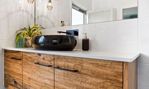 black colored washroom sinks