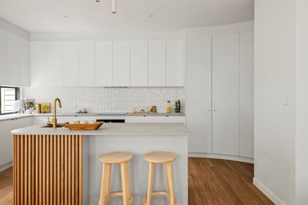 Drummond street kitchen table with sink and 2 high wooden chair