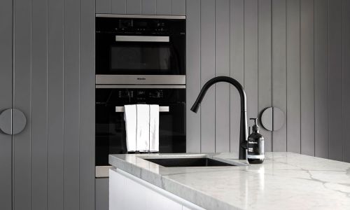 black modern kitchen sink