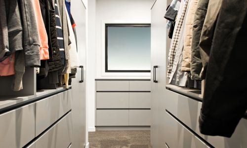 Wardrobe cabinet with clothes and cabinets