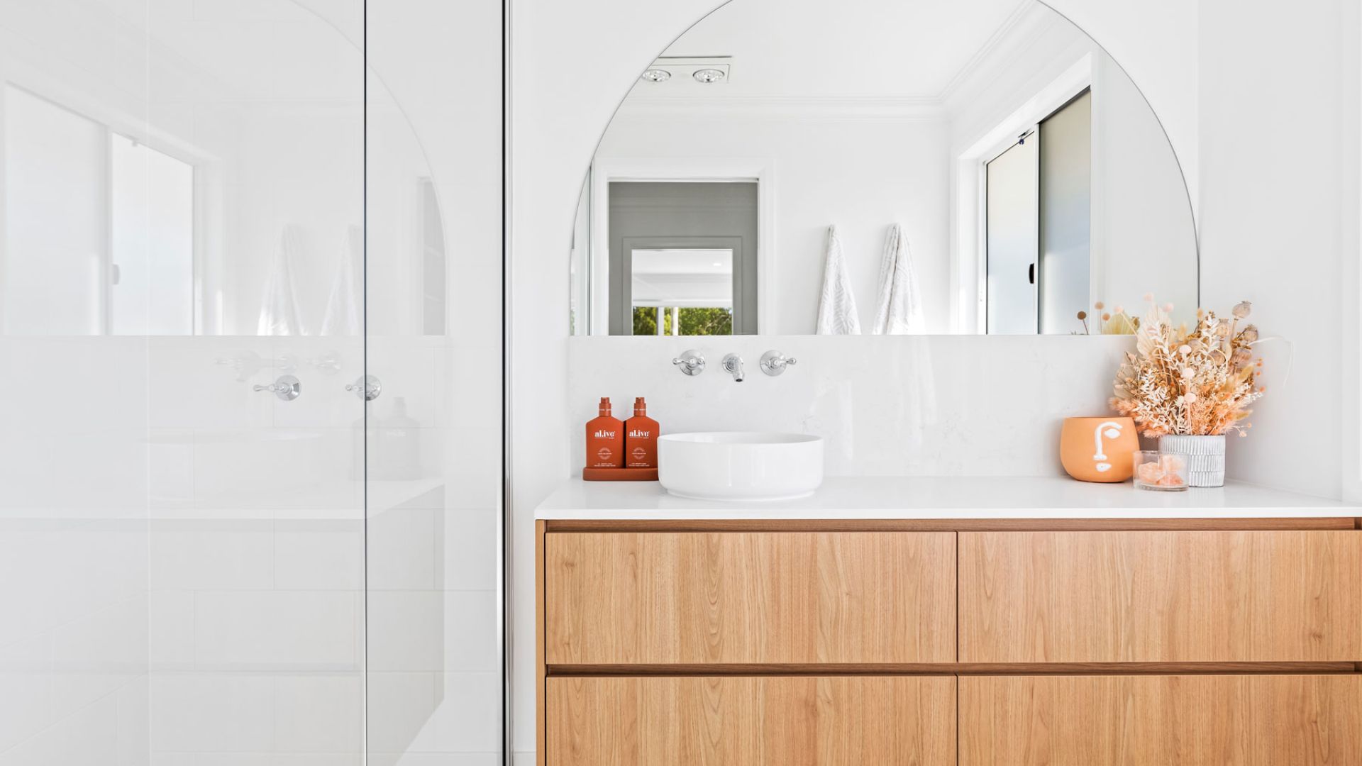 large mirror bathroom