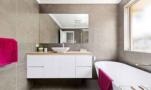 bathtub with a window view