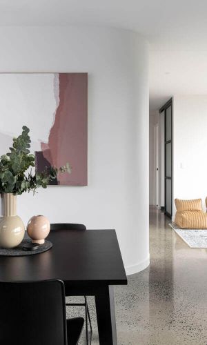 keira black dining table with white round wall