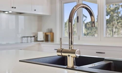 chrome kitchen faucet sink