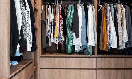 Walk in Closet Filled with Clothes