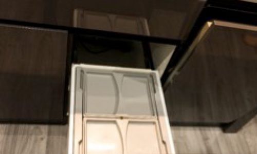 opened kitchen storage