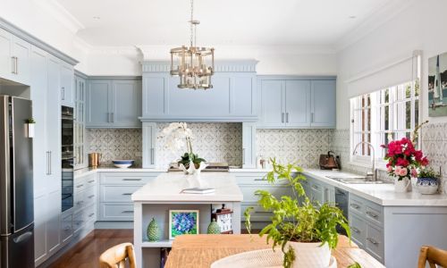 dining overview of kitchen cabinets