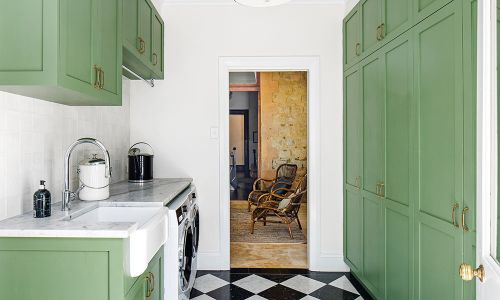 Washroom with Living Room View