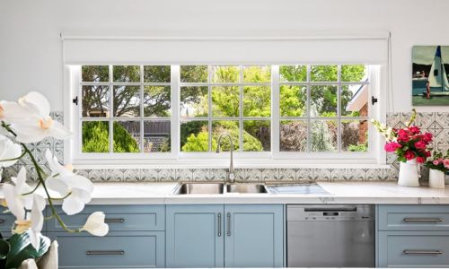 window view of the kitchen sink
