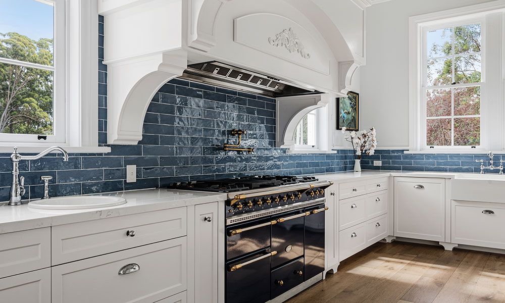 Kitchen With Blue Tiles