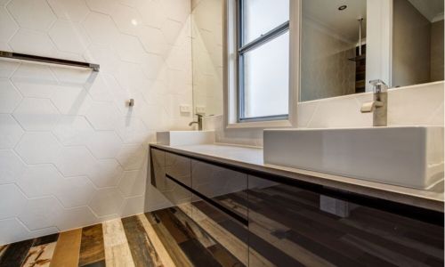 wooden floor design bathroom