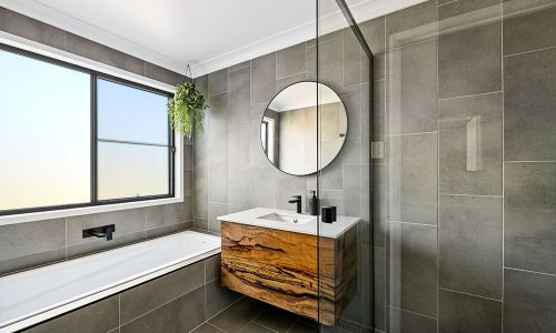 industrial colored bathroom