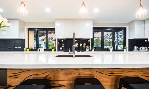 modern kitchen table and lightings
