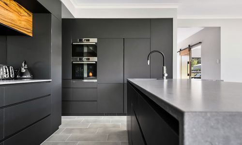 black colored kitchen cabinets