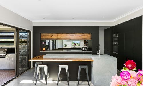 black and wooden design kitchen cabinet