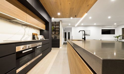 stove with black modern cabinets