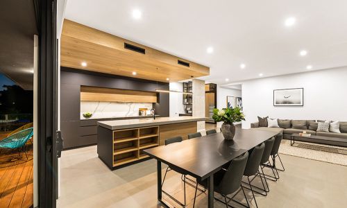modern kitchen with wooden style interior