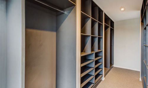 gray colored wardrobe cabinets